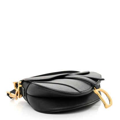Christian Dior Grained Calfskin Saddle Bag With Strap Black 4 of 14