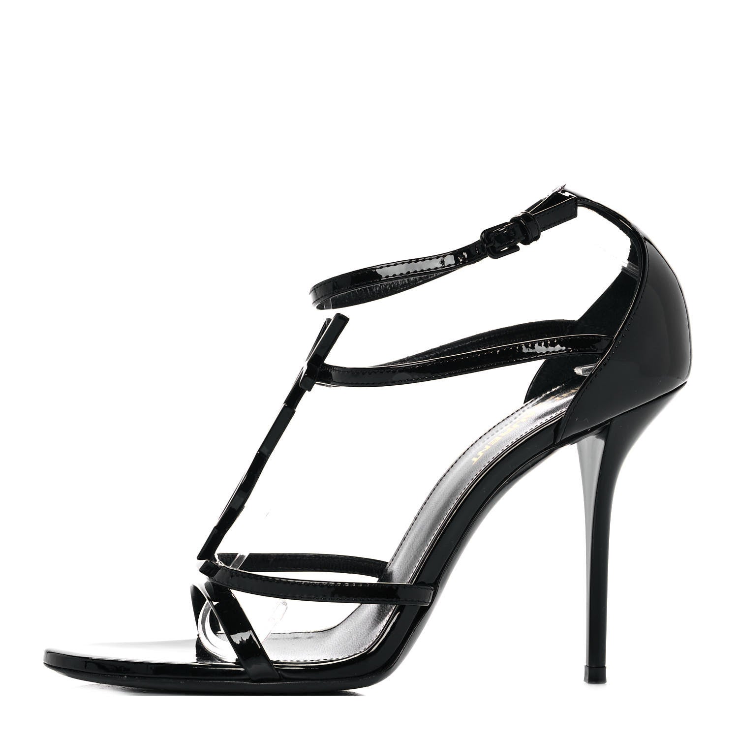 Saint Laurent Patent Cassandra 100 Sandals 38.5 Black 1 of 8