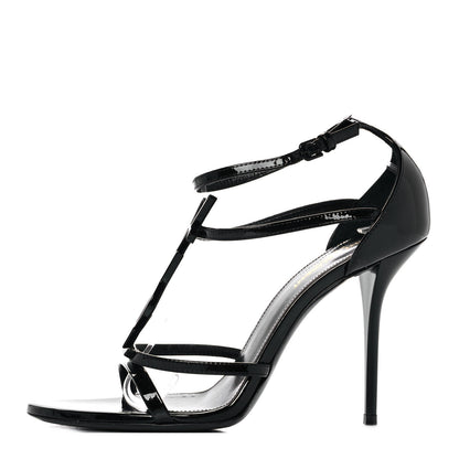 Saint Laurent Patent Cassandra 100 Sandals 38.5 Black 1 of 8