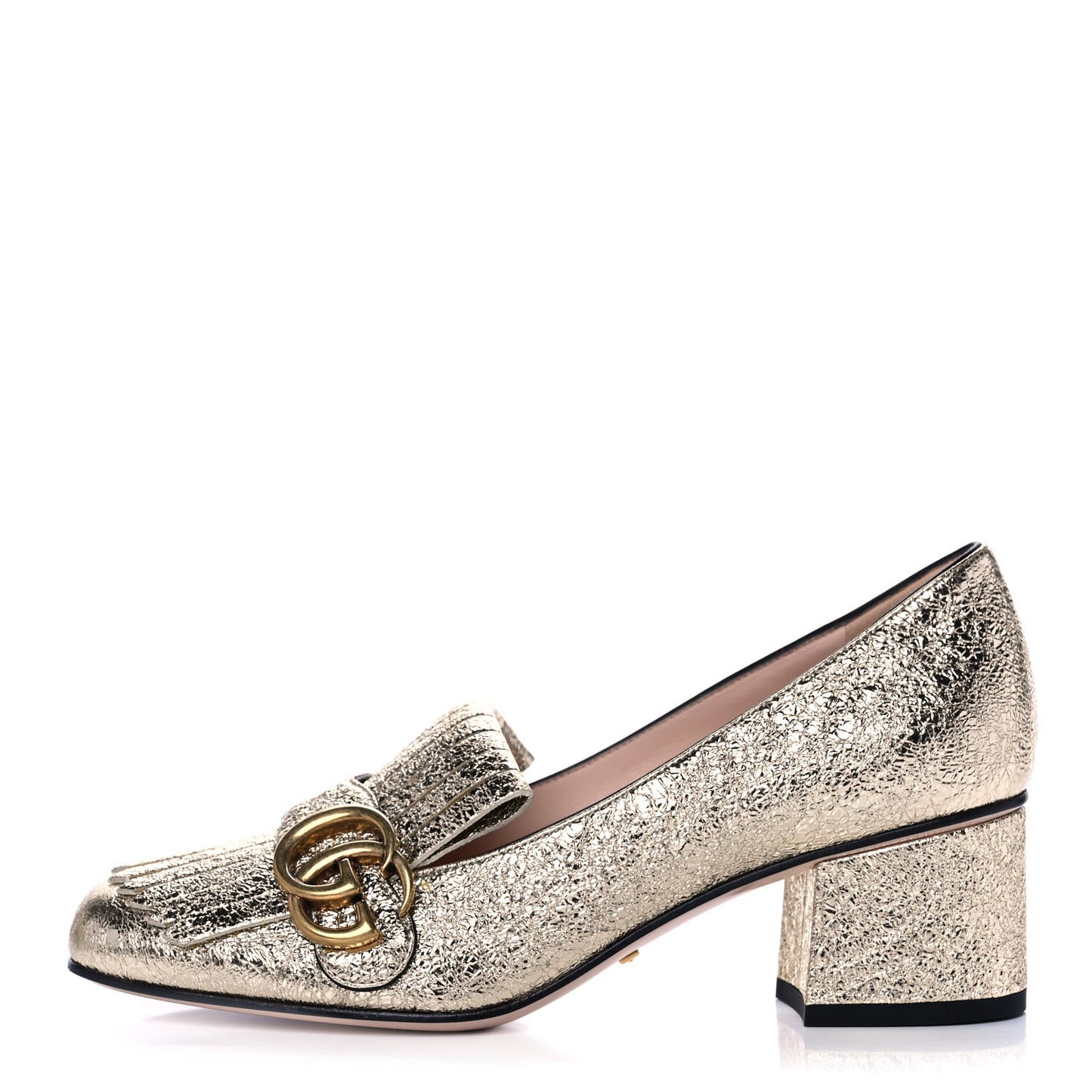 Galassia GG Marmont Fringe 50mm Loafer Pumps 37 Platino
