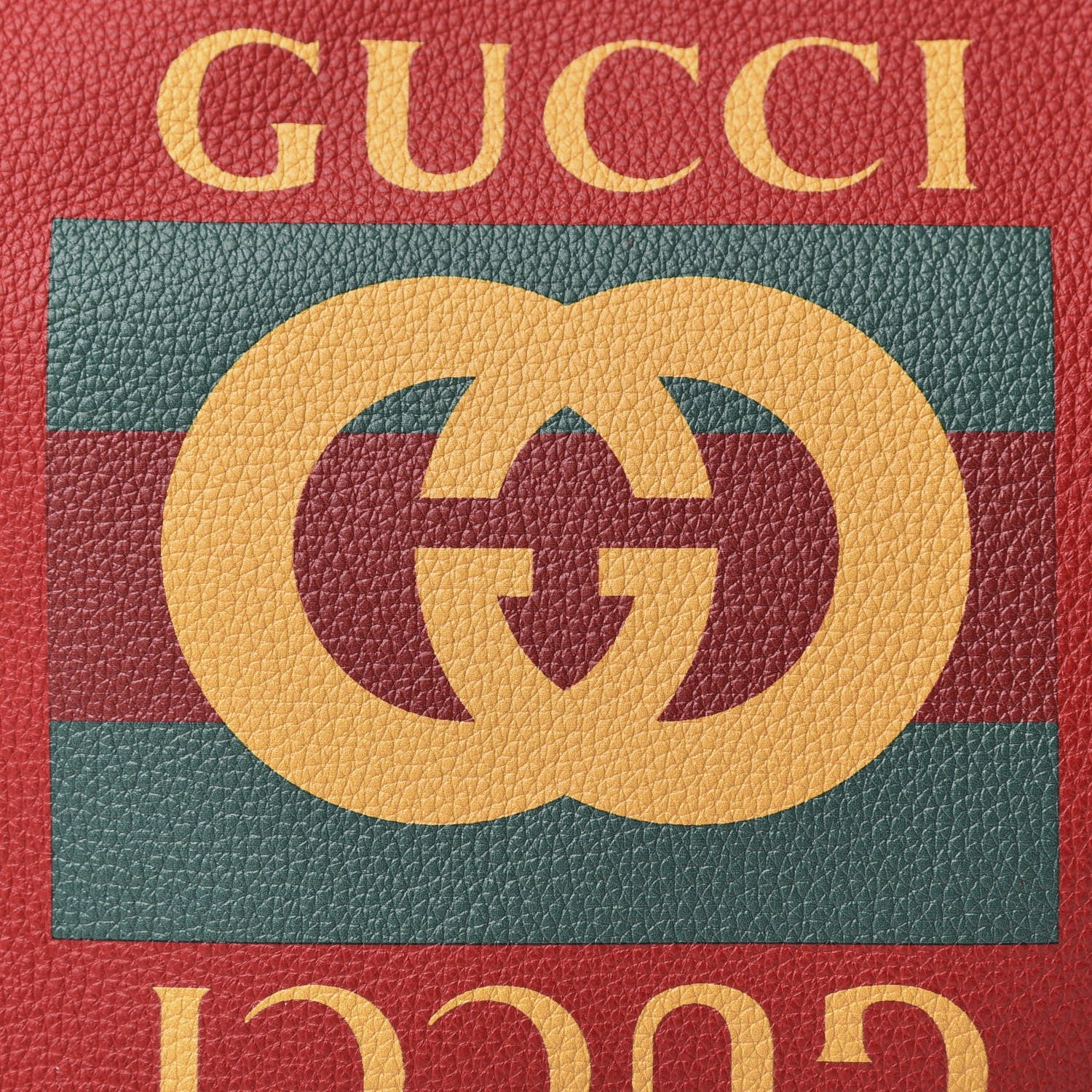 Gucci Pebbled Calfskin Medium Logo Portfolio Clutch Hibiscus Red 8 of 8