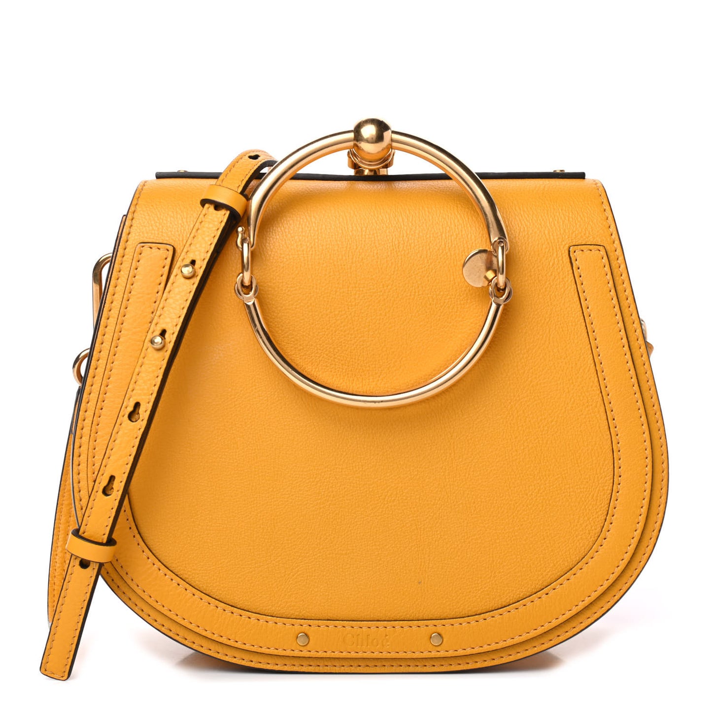 Calfskin Suede Medium Nile Bracelet Bag Dark Ochre