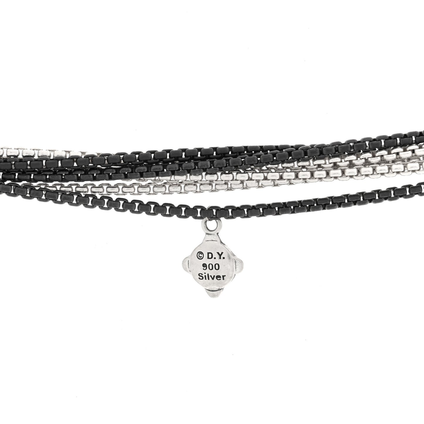 Darkened Sterling Silver Diamond Multi Row Box Chain Necklace
