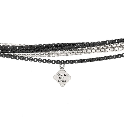 David Yurman Darkened Sterling Silver Diamond Multi Row Box Chain Necklace 4 of 5