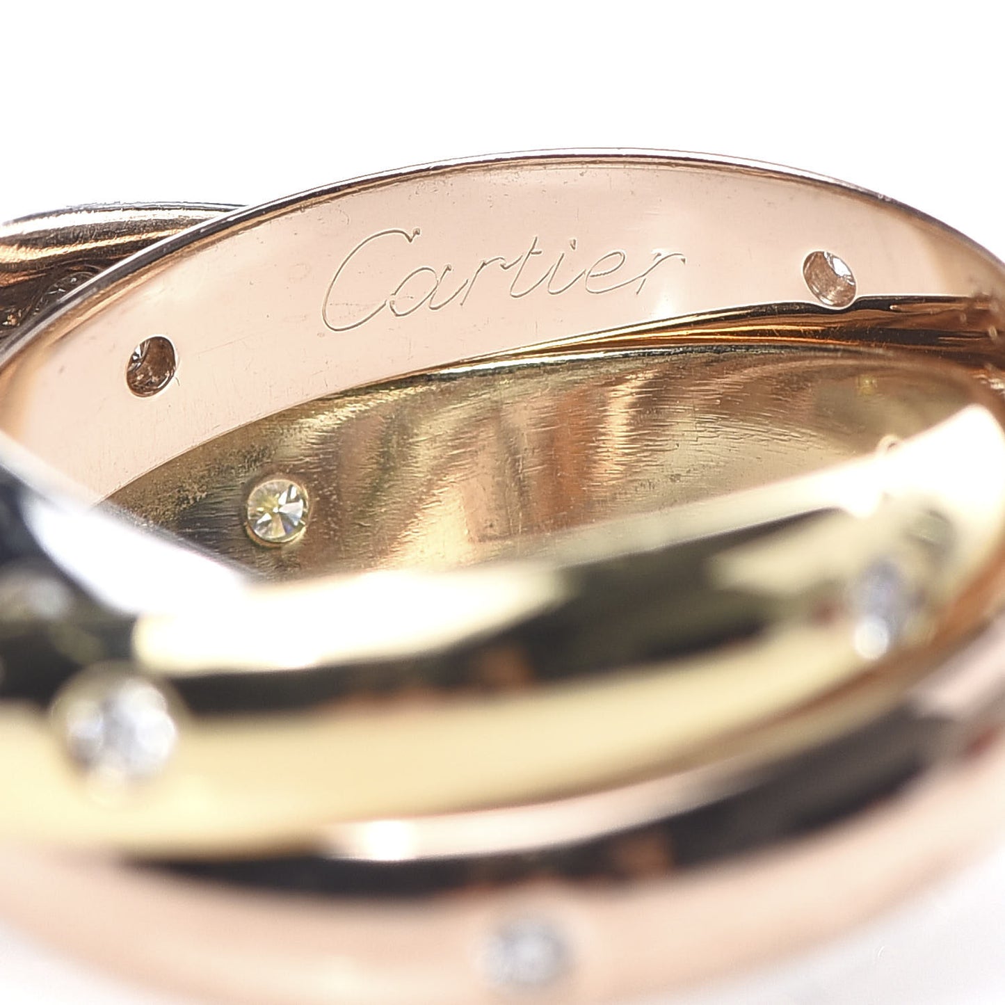 18K Pink Yellow White Gold Diamond Trinity Ring 53 6.25