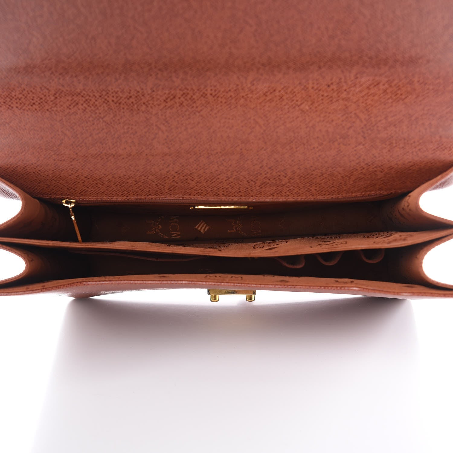 MCM Grained Calfskin Satchel Cognac 5 of 14