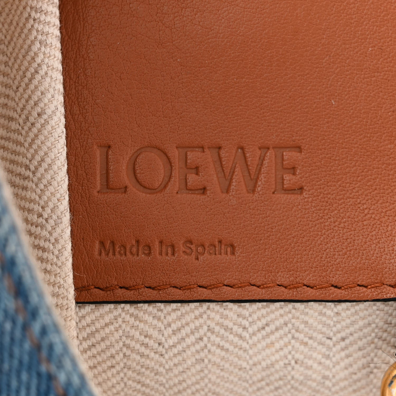 Loewe Calfskin Denim Small Hammock Shoulder Bag Blue Tan 6 of 15