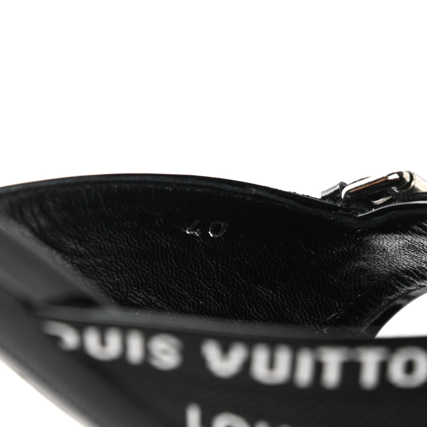 Patent Jacquard Open Toe Mule 40 Black