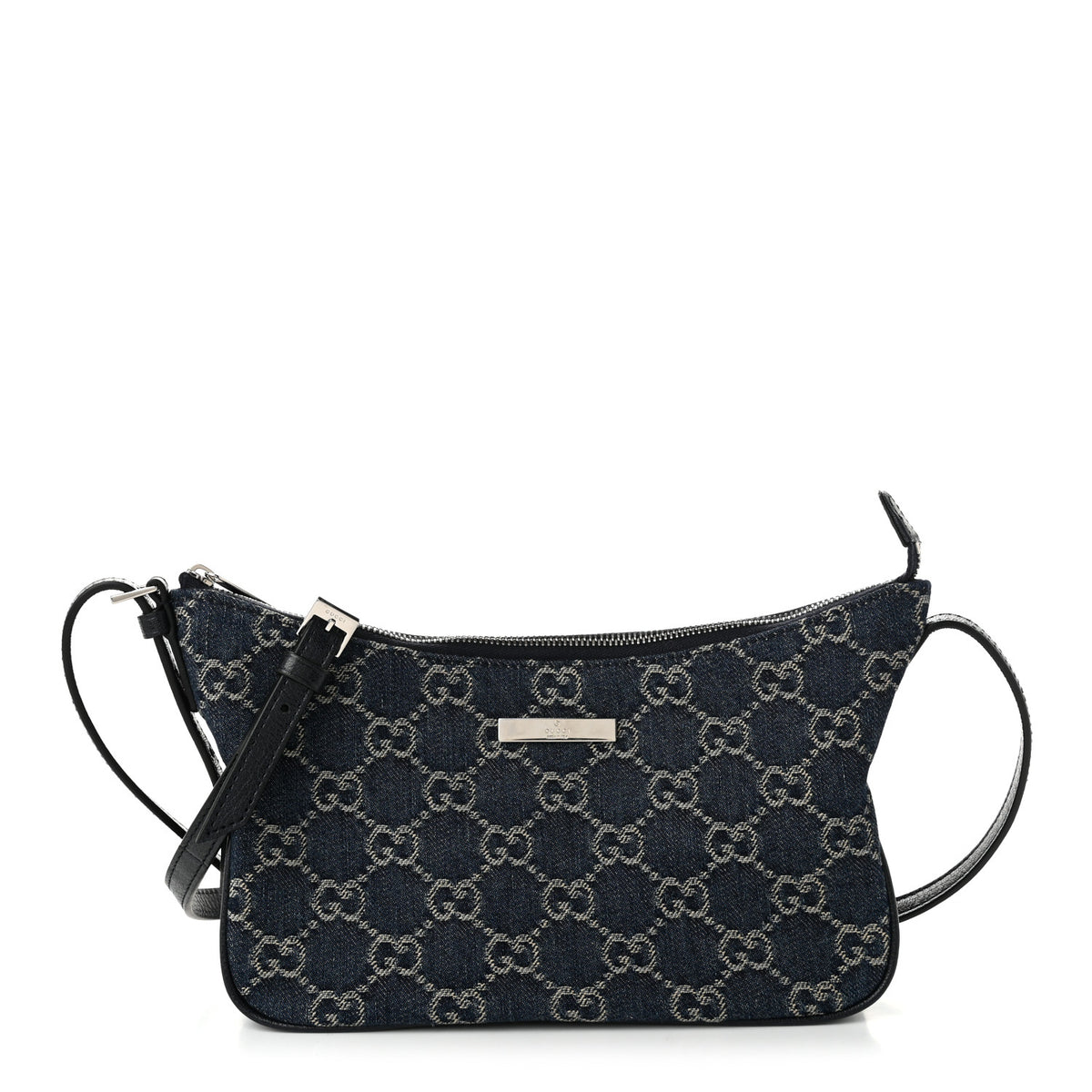 Gucci Washed Denim GG Monogram Lady Lunetta Small Shoulder Bag  Dark Blue 1 of 10