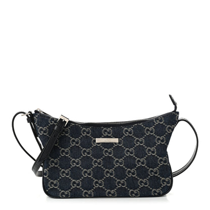 Gucci Washed Denim GG Monogram Lady Lunetta Small Shoulder Bag  Dark Blue 1 of 10