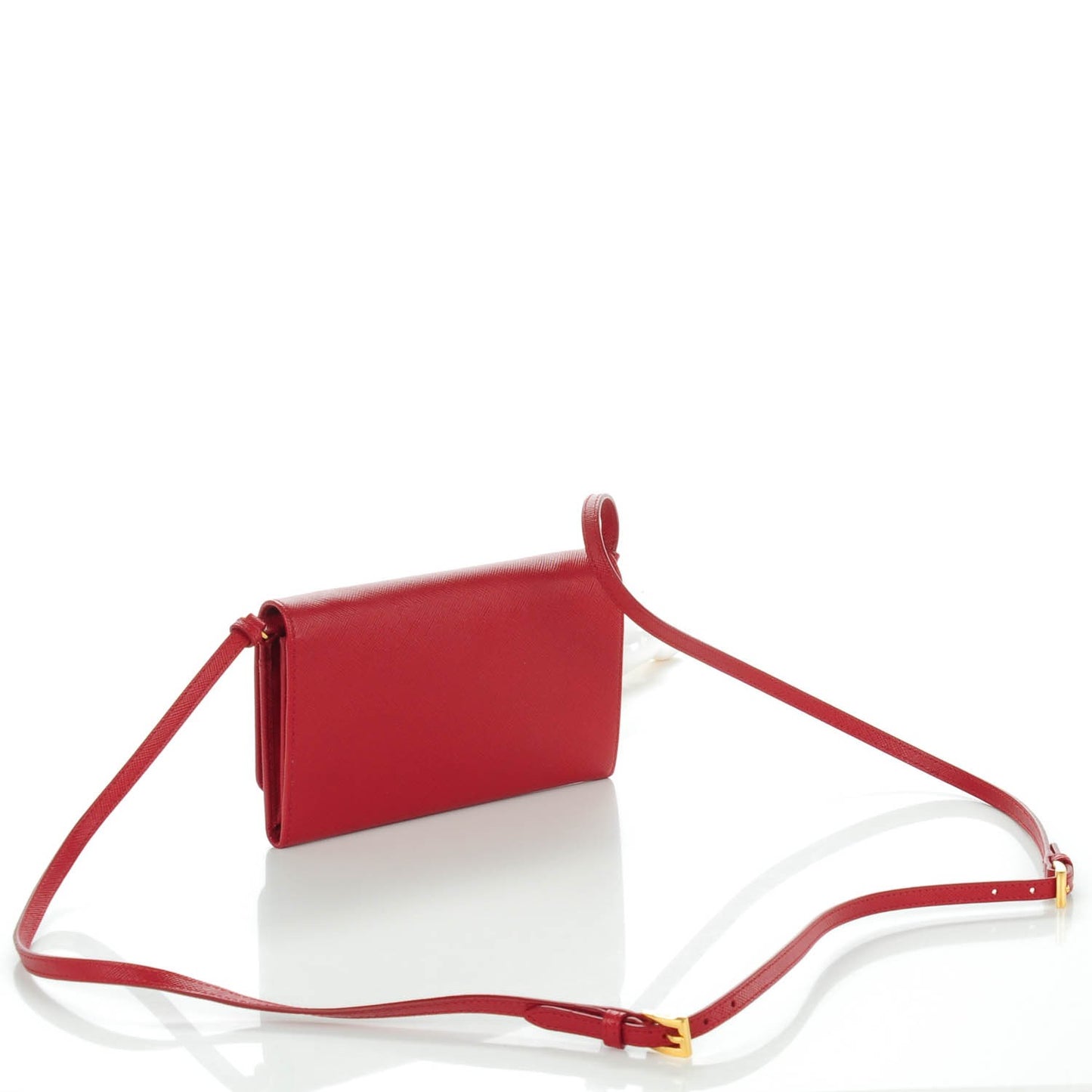 Saffiano Metal Mini Crossbody Wallet Rubino