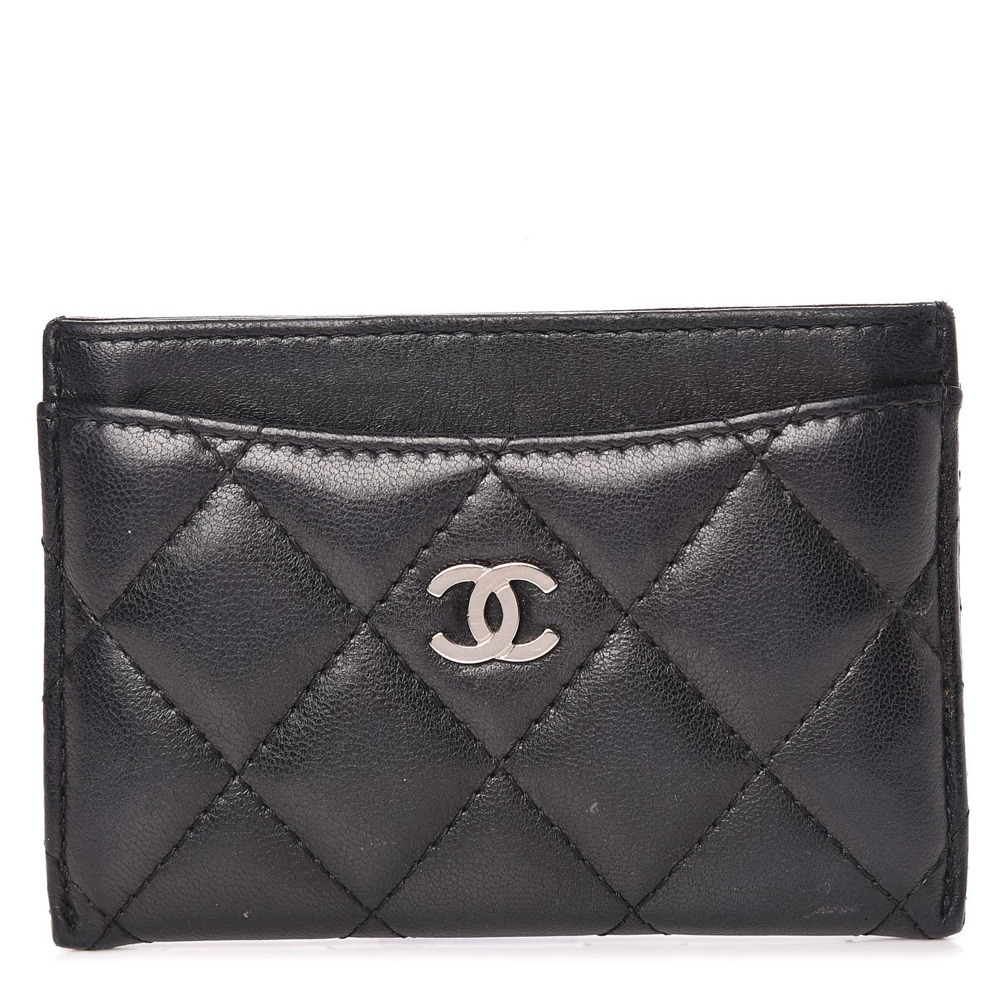 Lambskin Quilted Card Holder Black