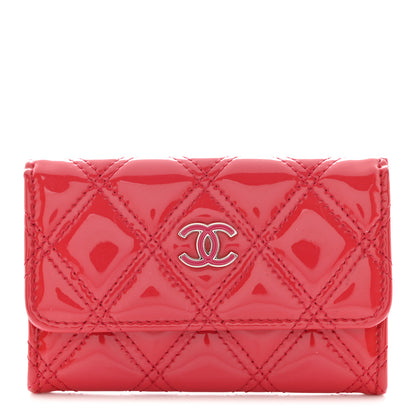 Chanel Patent Quilted Double Stitched Flap Card Holder Dark Pink 1 of 9