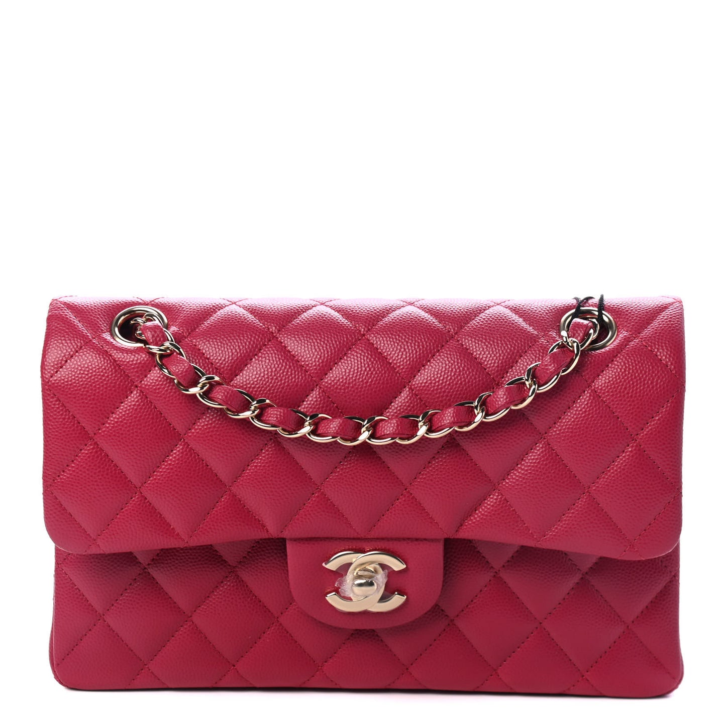 Caviar Quilted Small Double Flap Dark Pink