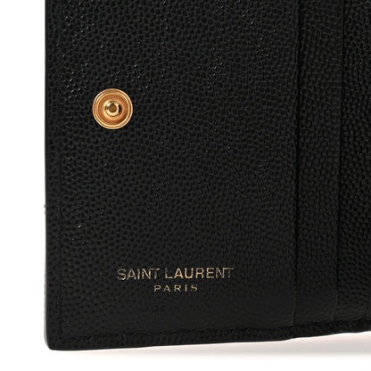 Saint Laurent Grain De Poudre Matelasse Chevron Monogram Zipped Card Case Black 6 of 7