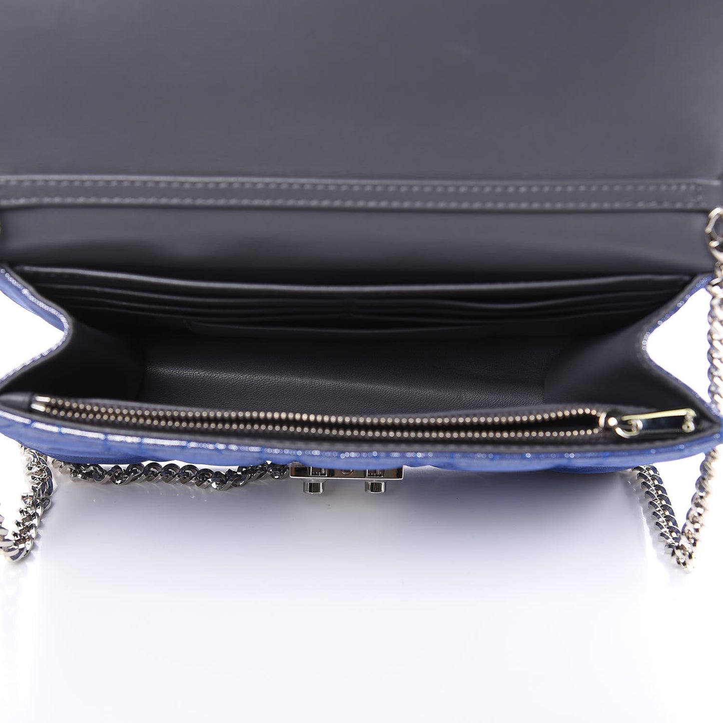 Metallic Calfskin Cannage Miss Dior Promenade Pouch Blue