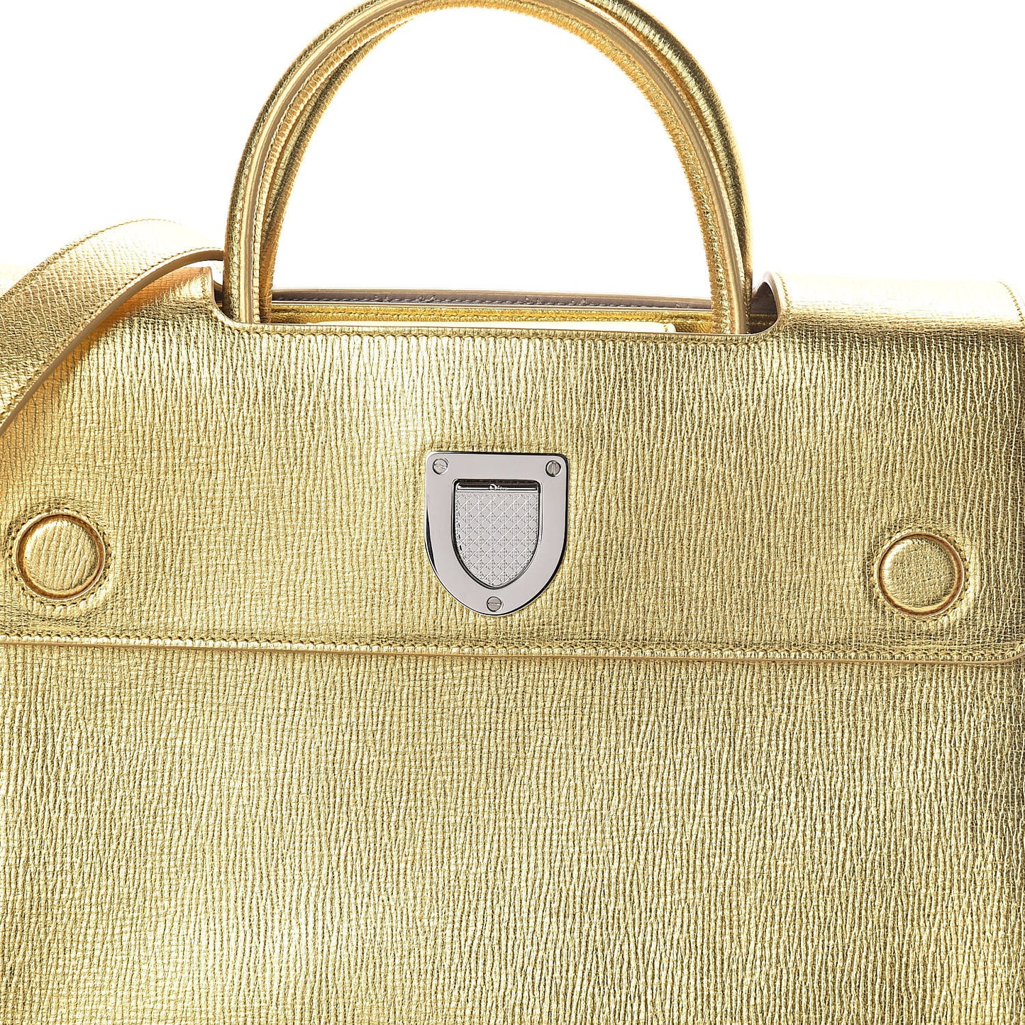 Metallic Goatskin Medium Diorever Flap Gold