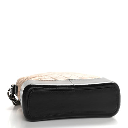 Chanel Aged Calfskin Quilted Medium Gabrielle Hobo Beige Black 4 of 11