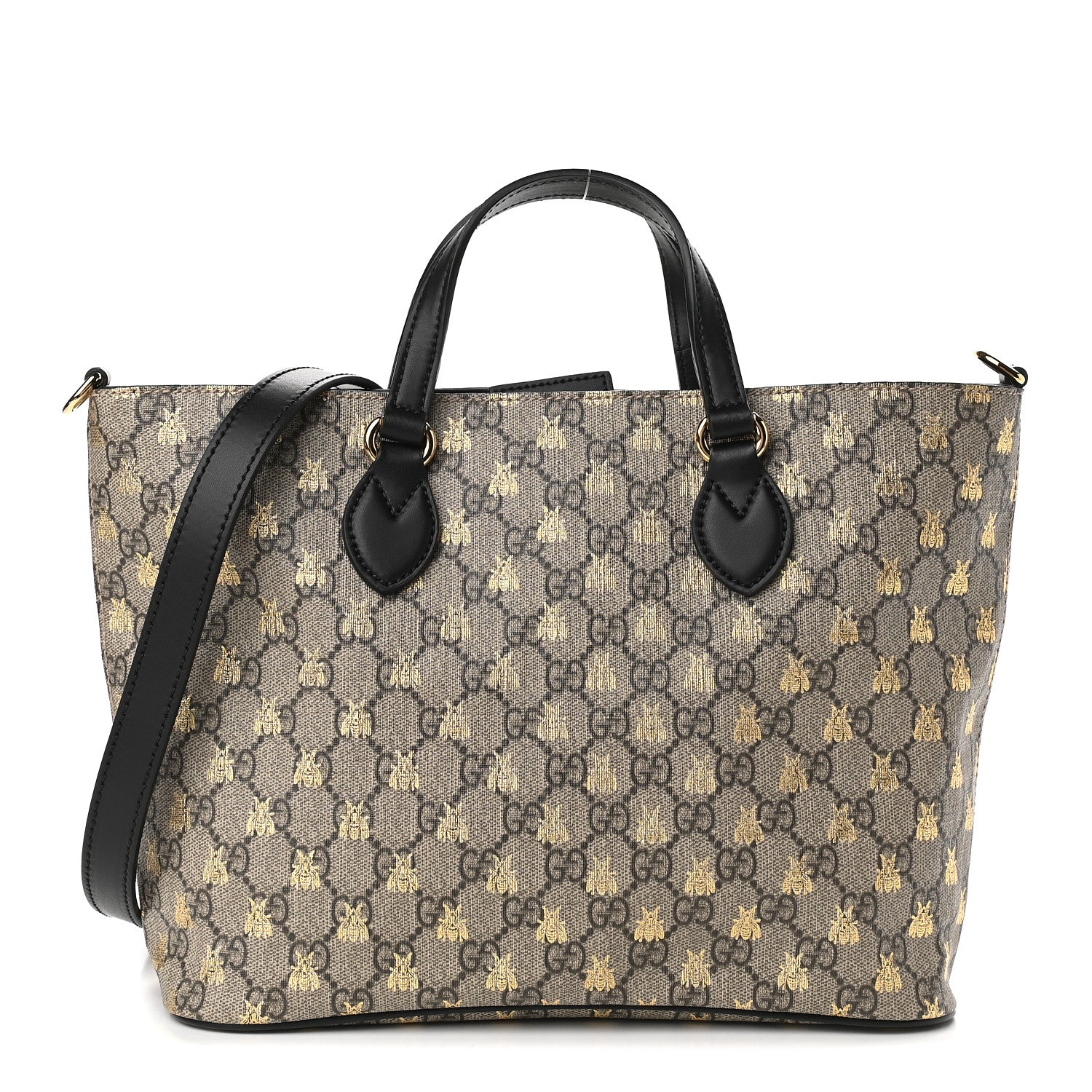Gucci Soft GG Supreme Monogram Bees Small Crossbody Tote Beige Oro Black 1 of 9