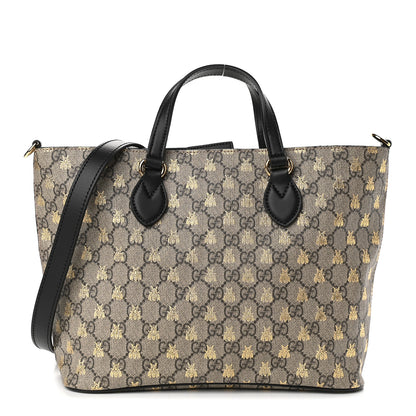 Gucci Soft GG Supreme Monogram Bees Small Crossbody Tote Beige Oro Black 1 of 9