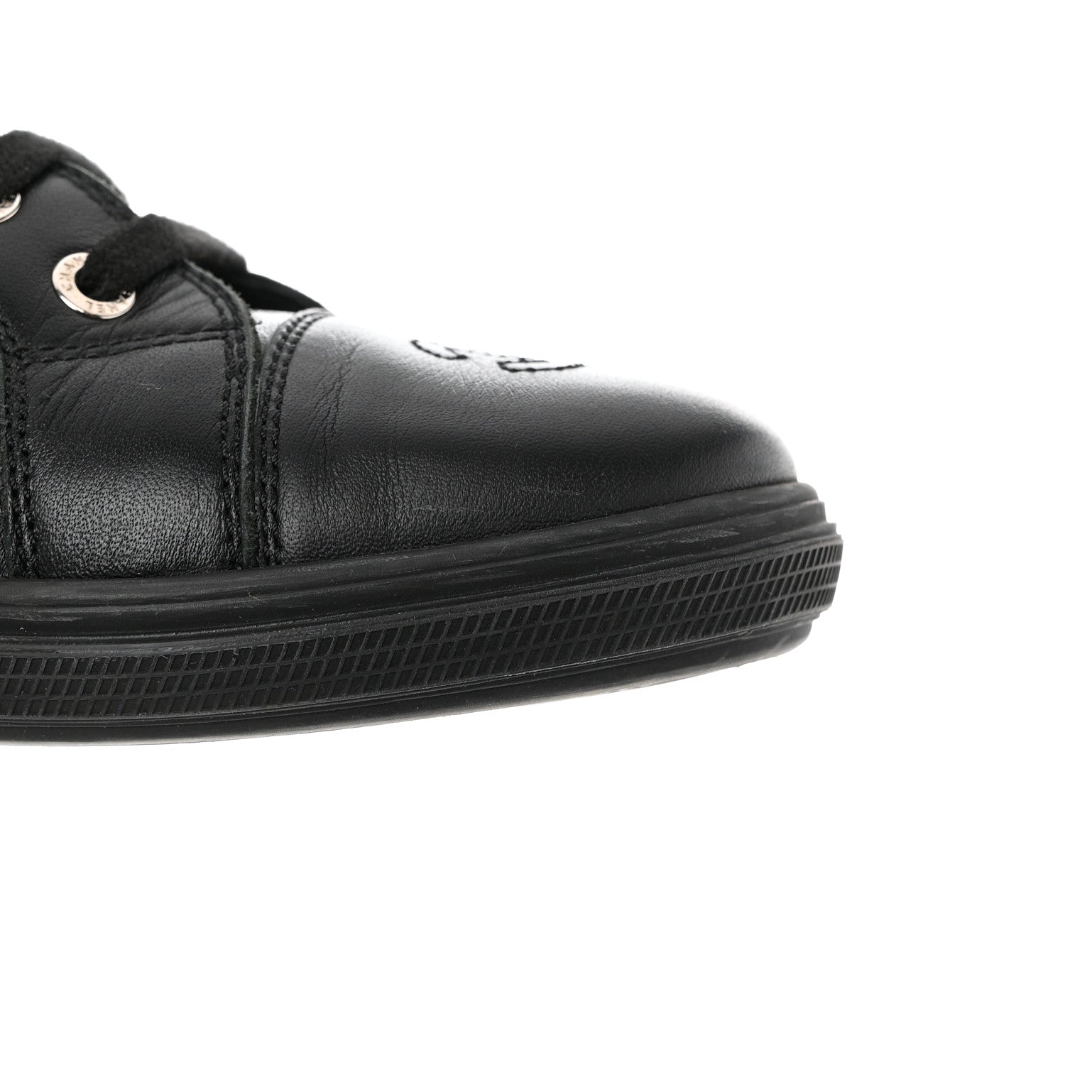 Chanel Calfskin Mens CC Cap Toe Sneakers 40 Black 9 of 12