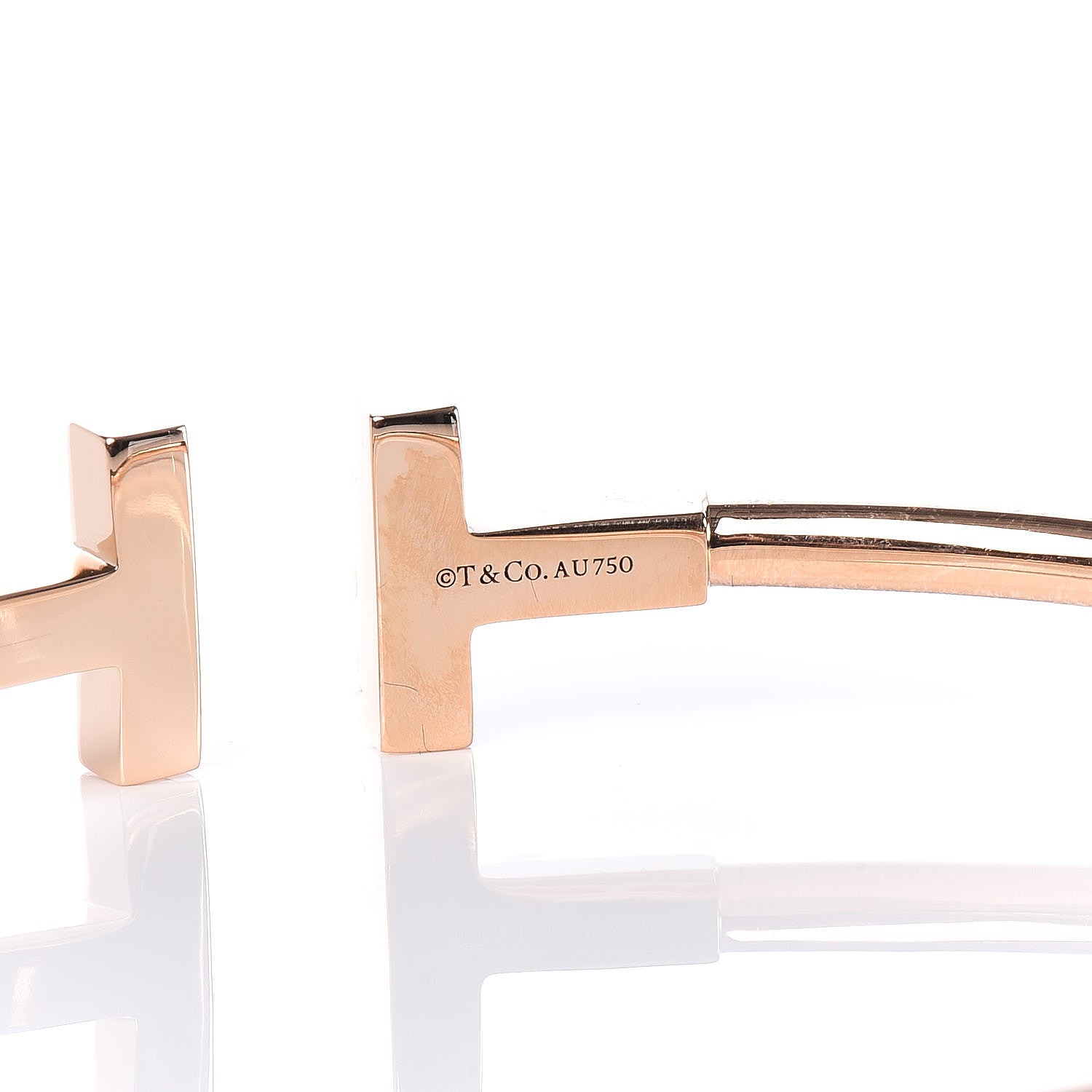 Tiffany 18K Rose Gold Diamond T Wire Bracelet 4 of 5