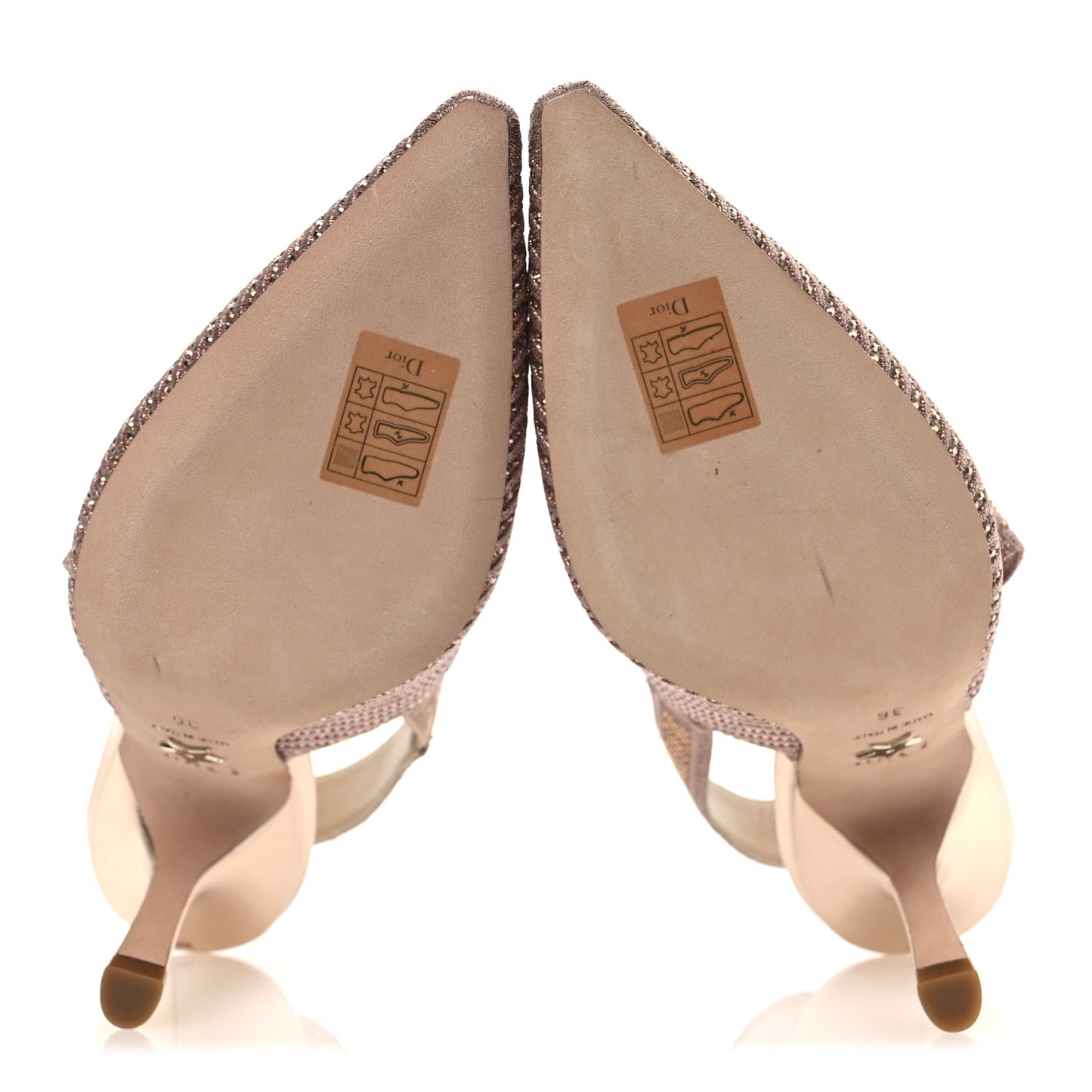Cotton Laminated Strass J'Adior Slingback 100mm Pumps 36 Rose Des Vents