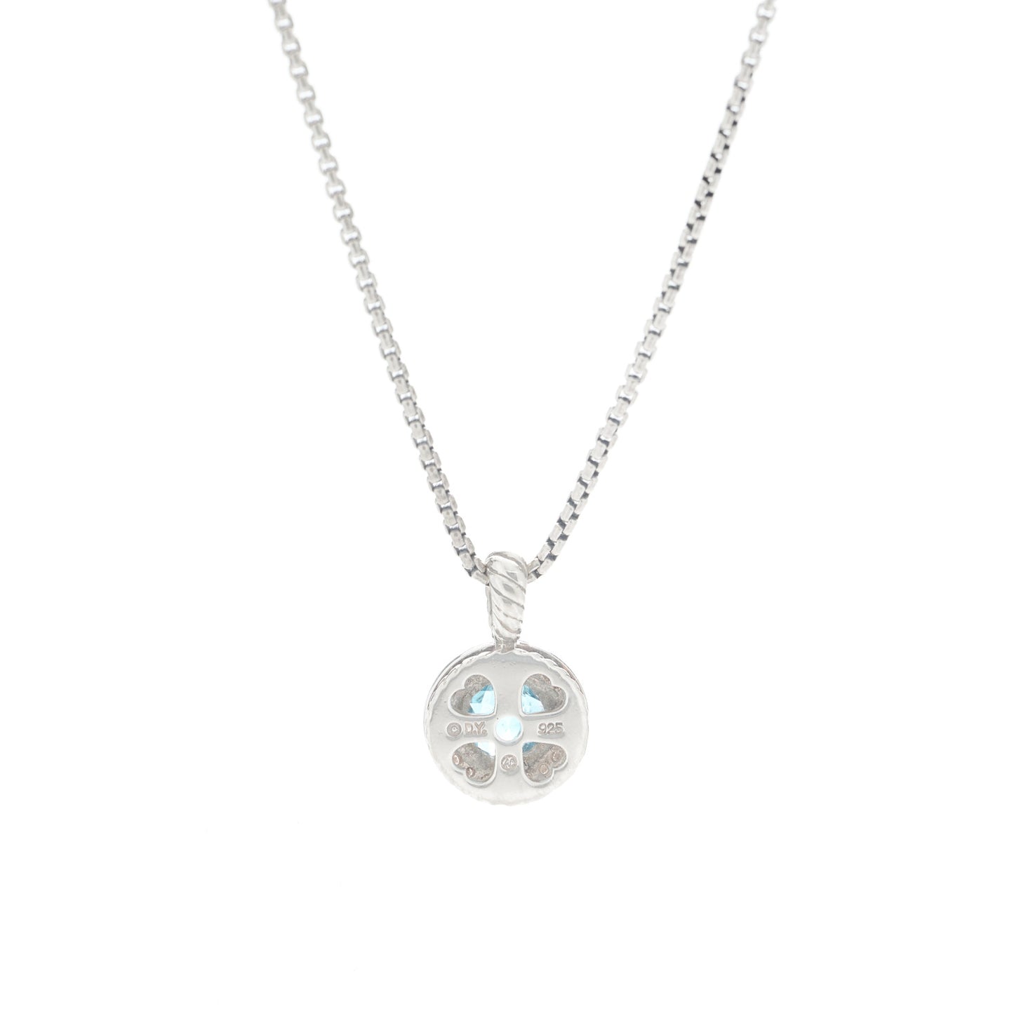 Sterling Silver Diamond Blue Topaz 8mm Petite Cerise Pendant Necklace