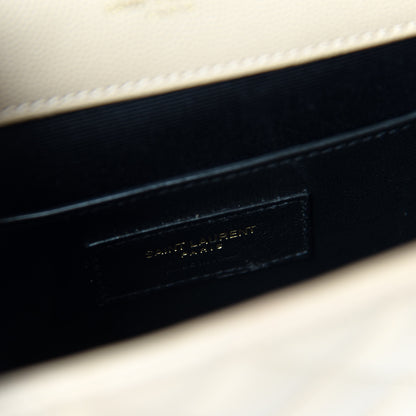Saint Laurent Grain De Poudre Textured Mixed Matelasse Triquilt Small Monogram Satchel Nude Powder 9 of 10