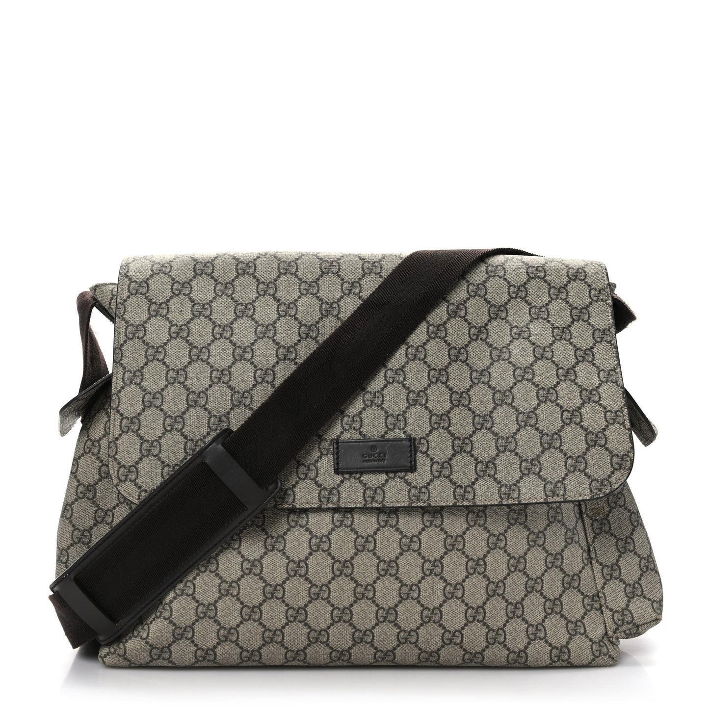 GG Plus Monogram Messenger Diaper Bag Dark Brown