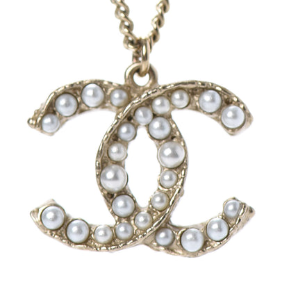Chanel Pearl CC Pendant Necklace Gold 4 of 5
