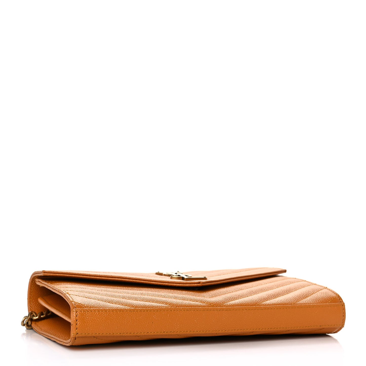 Grain De Poudre Matelasse Chevron Monogram Chain Wallet Senape Yellow