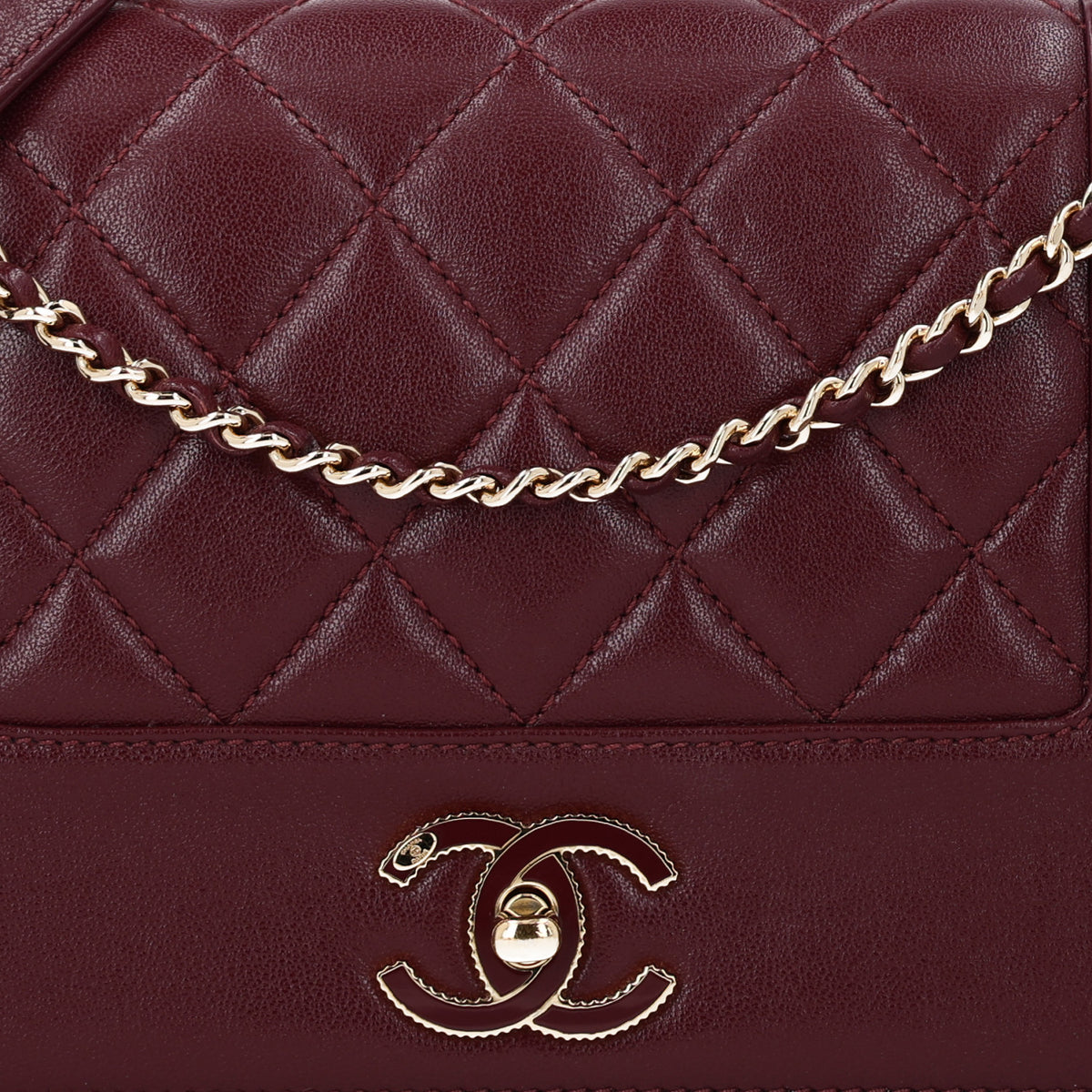 Sheepskin Quilted Vintage Mademoiselle Flap Burgundy
