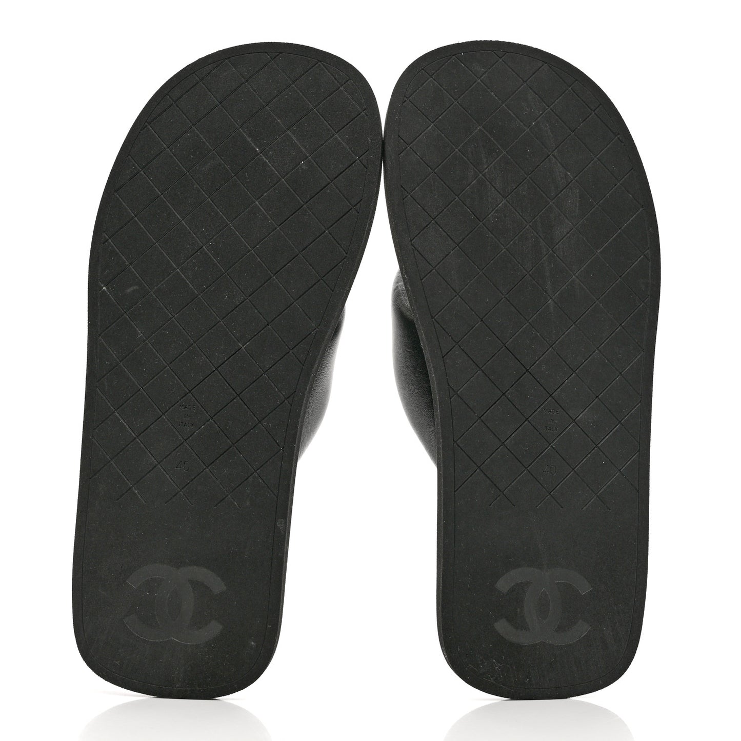 Lambskin Padded Pool Thong Sandals 40 Black