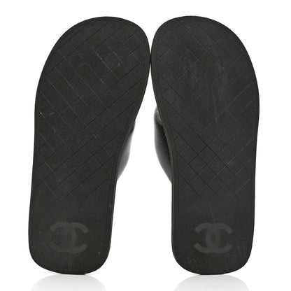 Chanel Lambskin Padded Pool Thong Sandals 40 Black 5 of 10