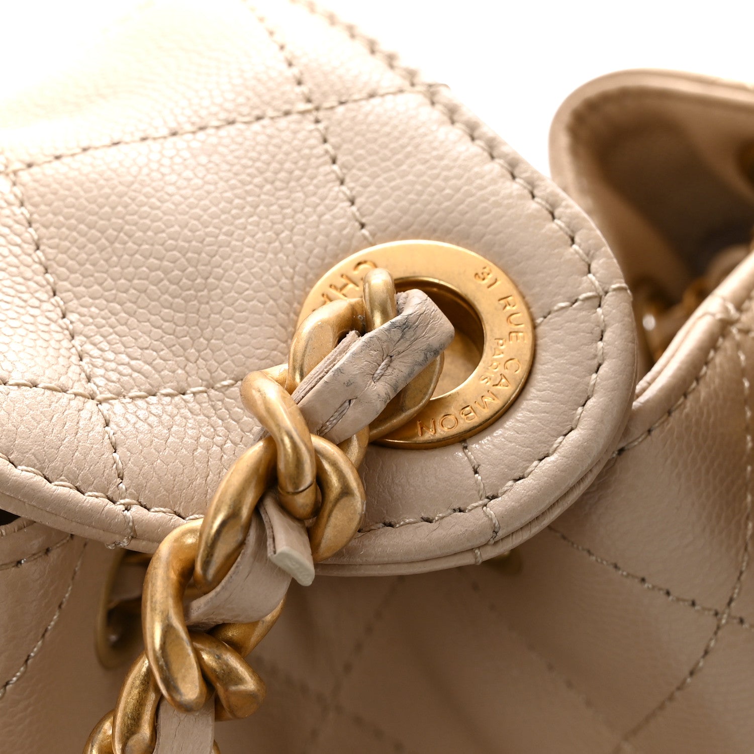 Chanel Caviar Quilted Small Chanel 25 Handbag Beige 14 of 15