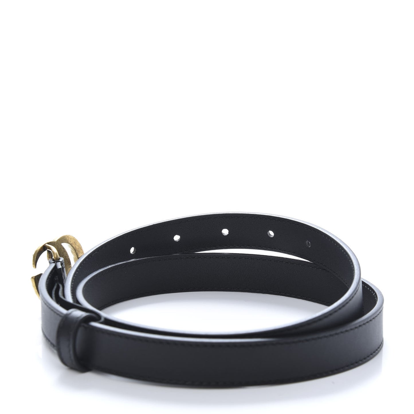 Moon Calfskin Pearl Double G 20mm Belt 80 32 Black Cream