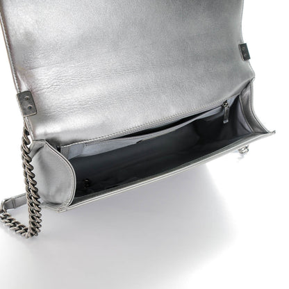 Chanel Metallic Calfskin Quilted Large Boy Flap Dark Silver 5 of 7