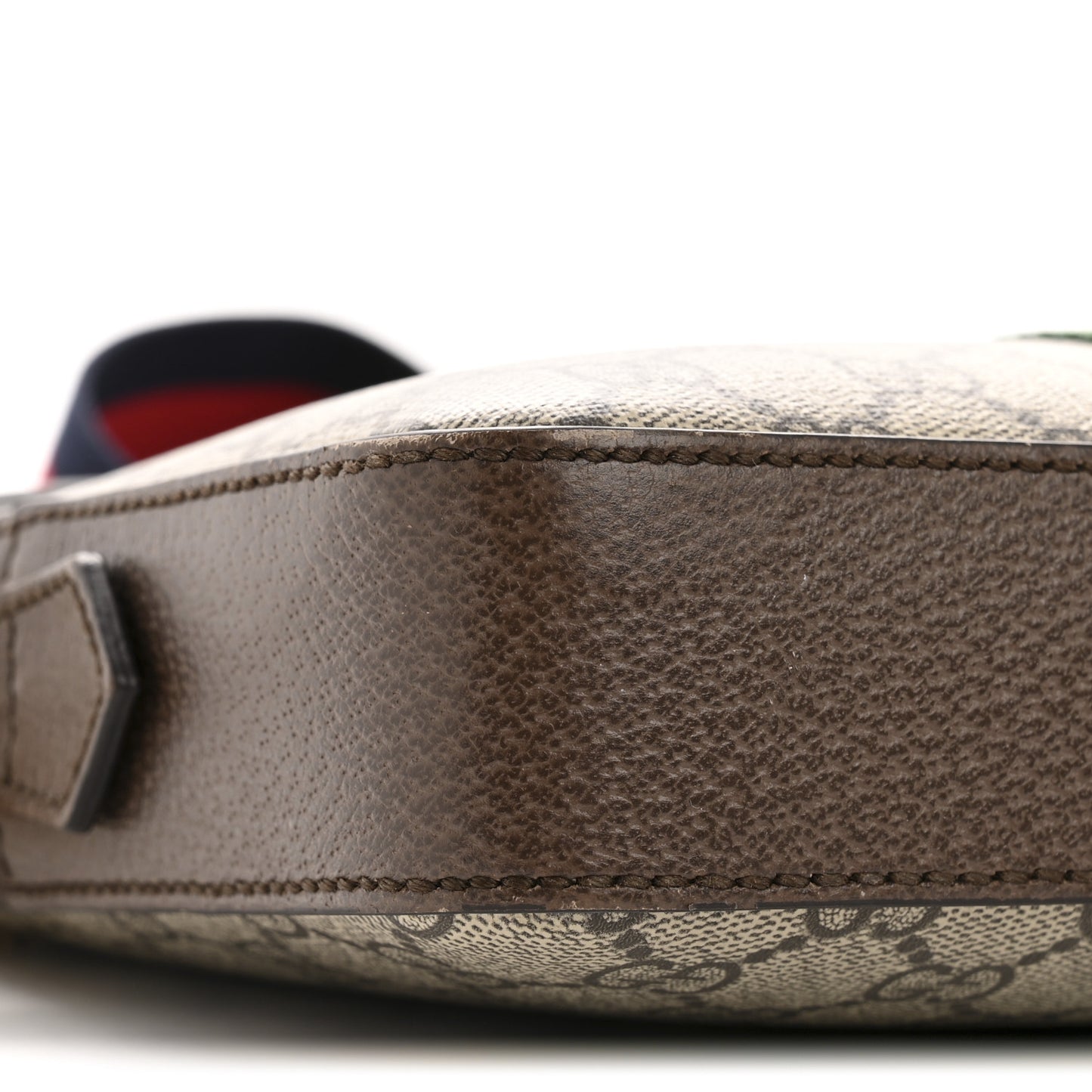 GG Supreme Monogram Textured Dollar Calfskin Web Ophidia Wristlet Shoulder Bag Beige Ebony New Acero