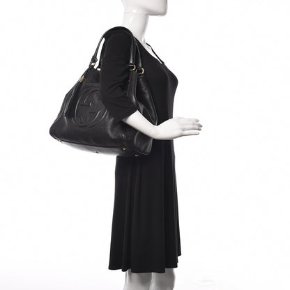 Gucci Pebbled Calfskin Medium Soho Shoulder Bag Black 2 of 10