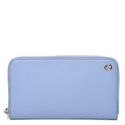 Gucci Dollar Calfskin GG Zip Around Wallet Mineral Blue 1 of 9