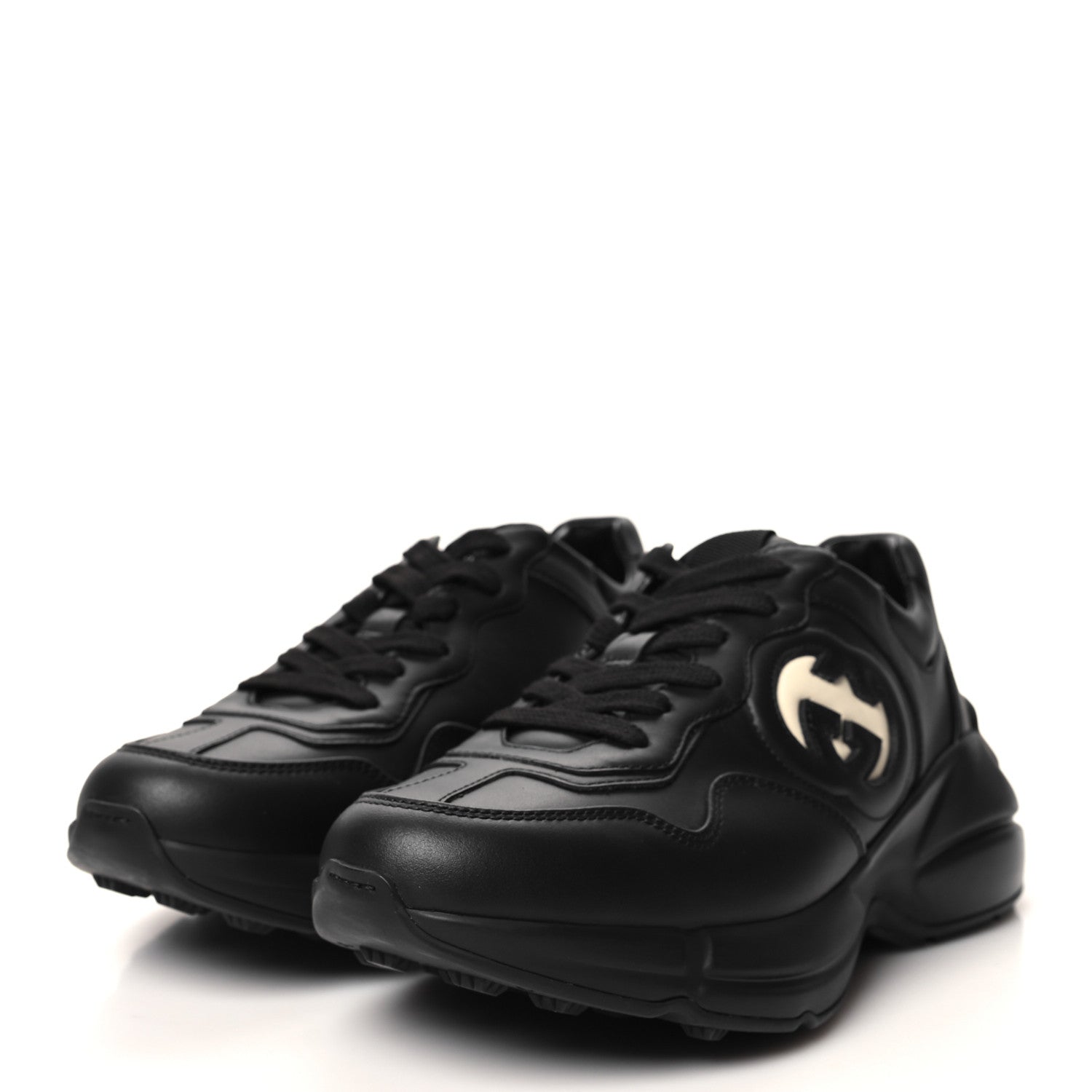 Gucci Dali Soft Calfskin Cut Out Interlocking G Womens Rhyton Sneakers 36.5 Black Ivoire 3 of 9