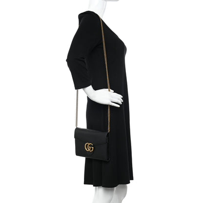 Gucci Calfskin GG Marmont Chain Wallet Black 2 of 13