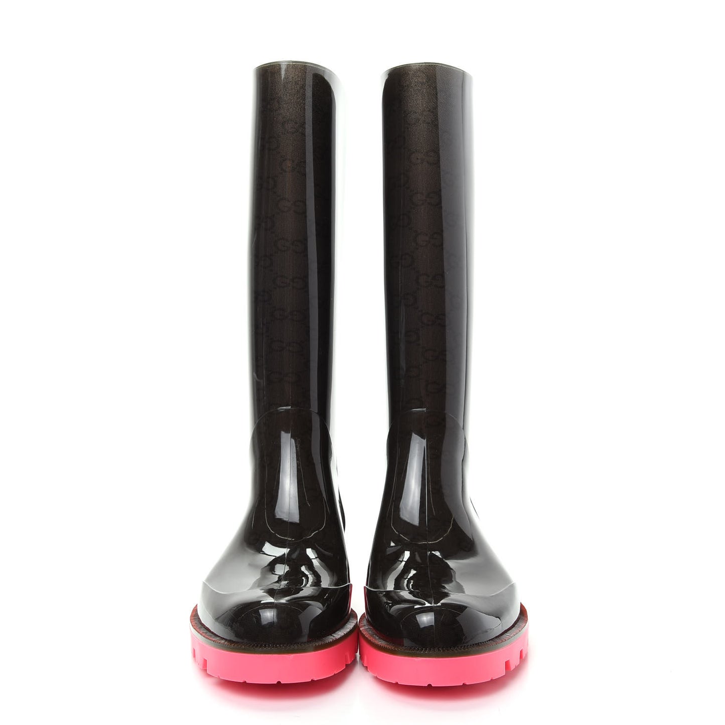 Rubber Monogram Edinburg Rain Boots 38 Pink Brown