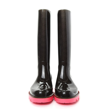 Gucci Rubber Monogram Edinburg Rain Boots 38 Pink Brown 2 of 9