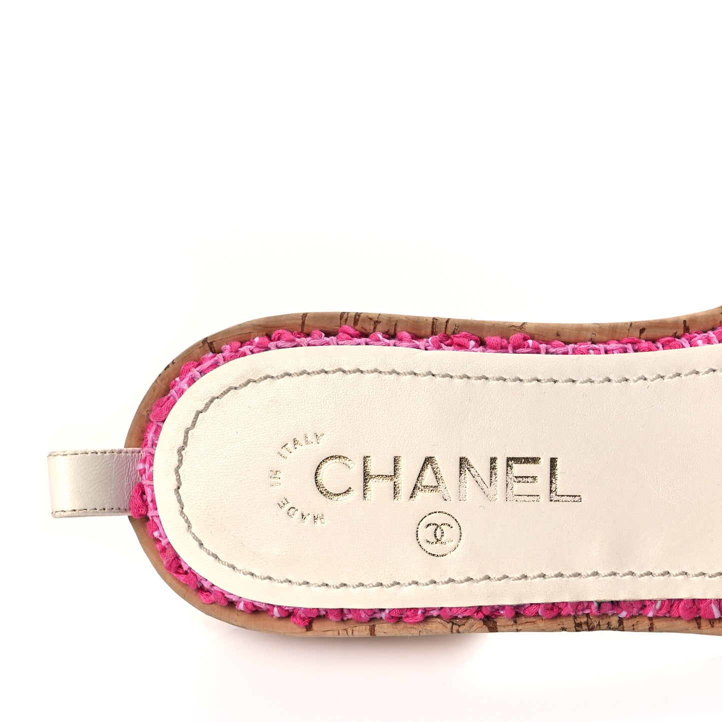 Tweed Cork Mule Sandal 39 Pink White