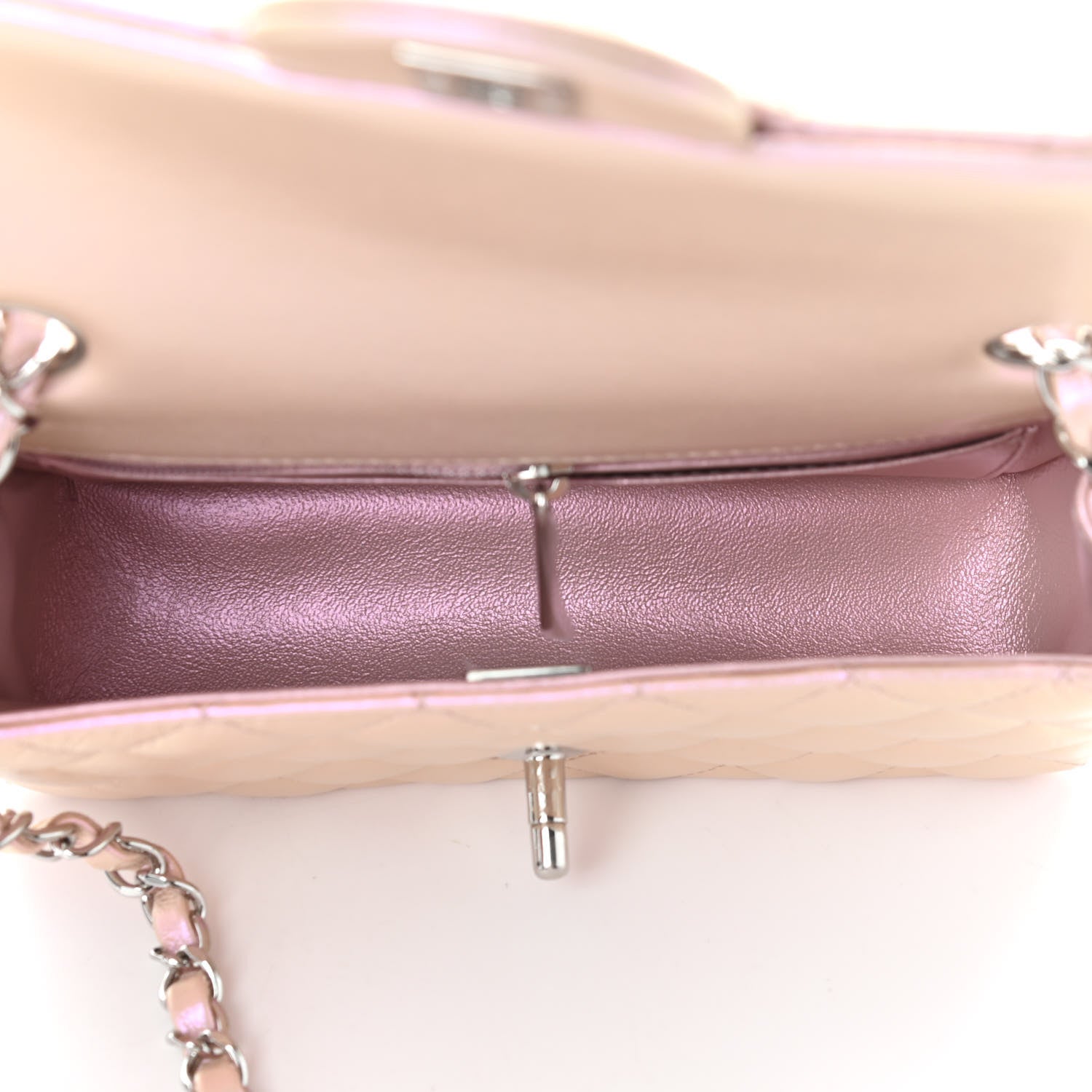 Chanel Iridescent Calfskin Quilted Mini Rectangular Flap Pink 4 of 10