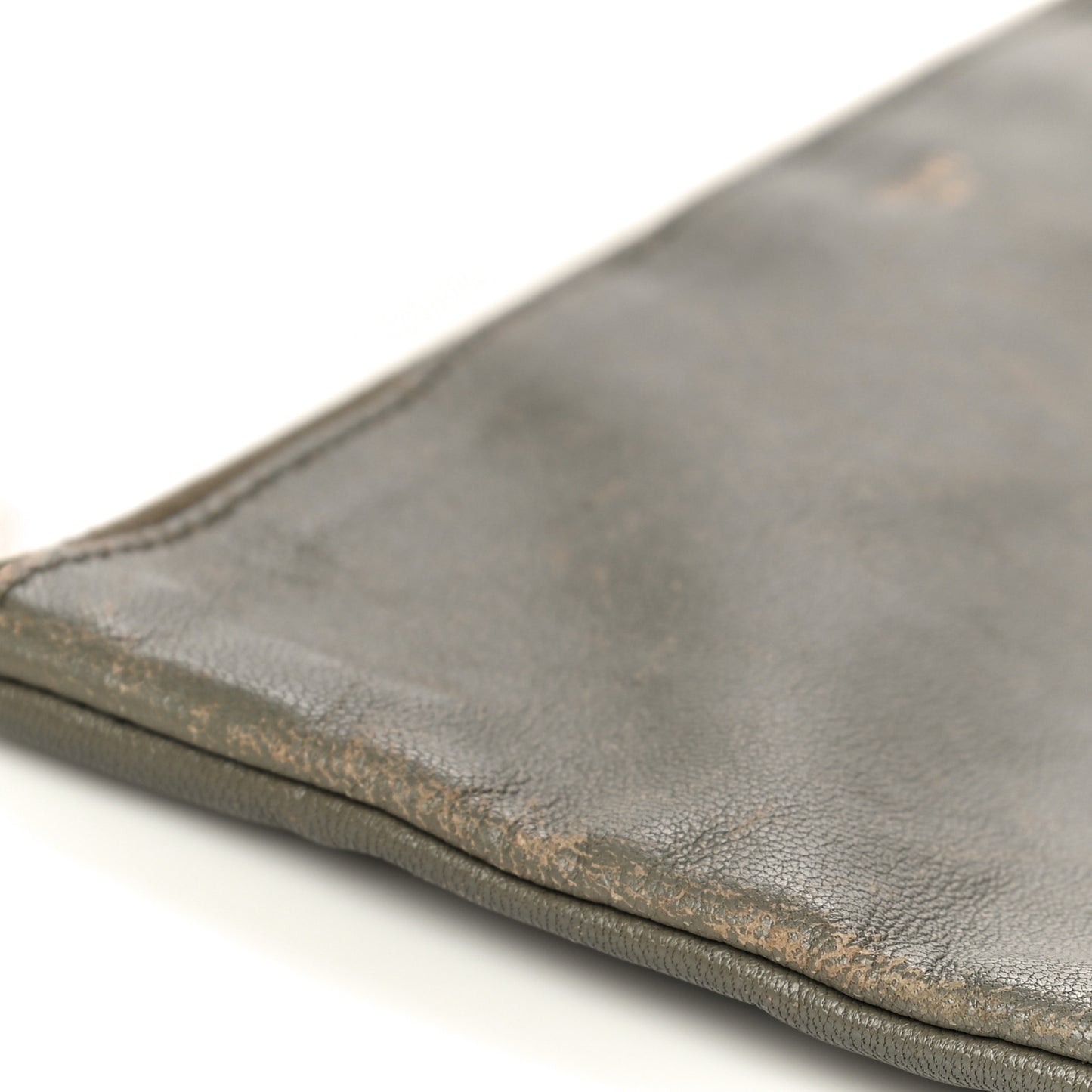 Smooth Lambskin Bi-Color Solo Clutch Pouch Army Green