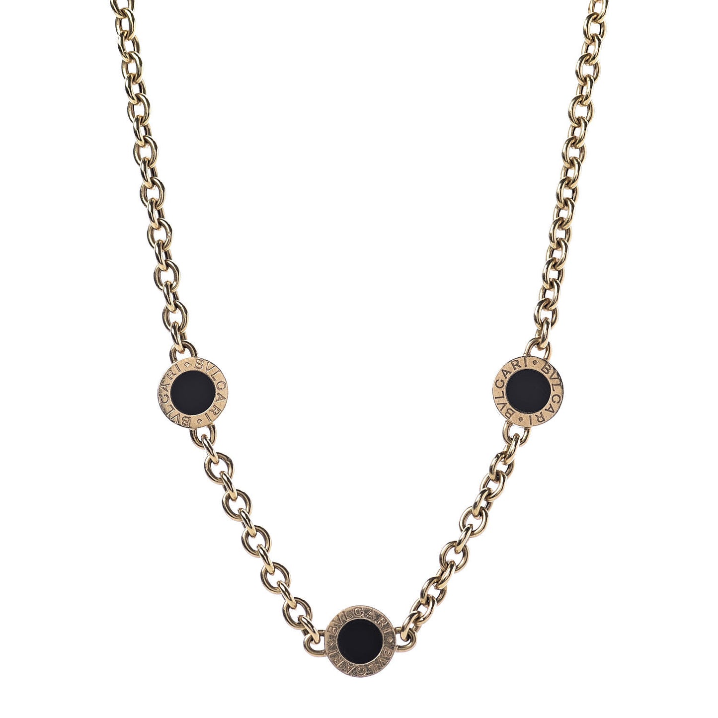 18K Yellow Gold Black Onyx BVLGARI BVLGARI Station Necklace