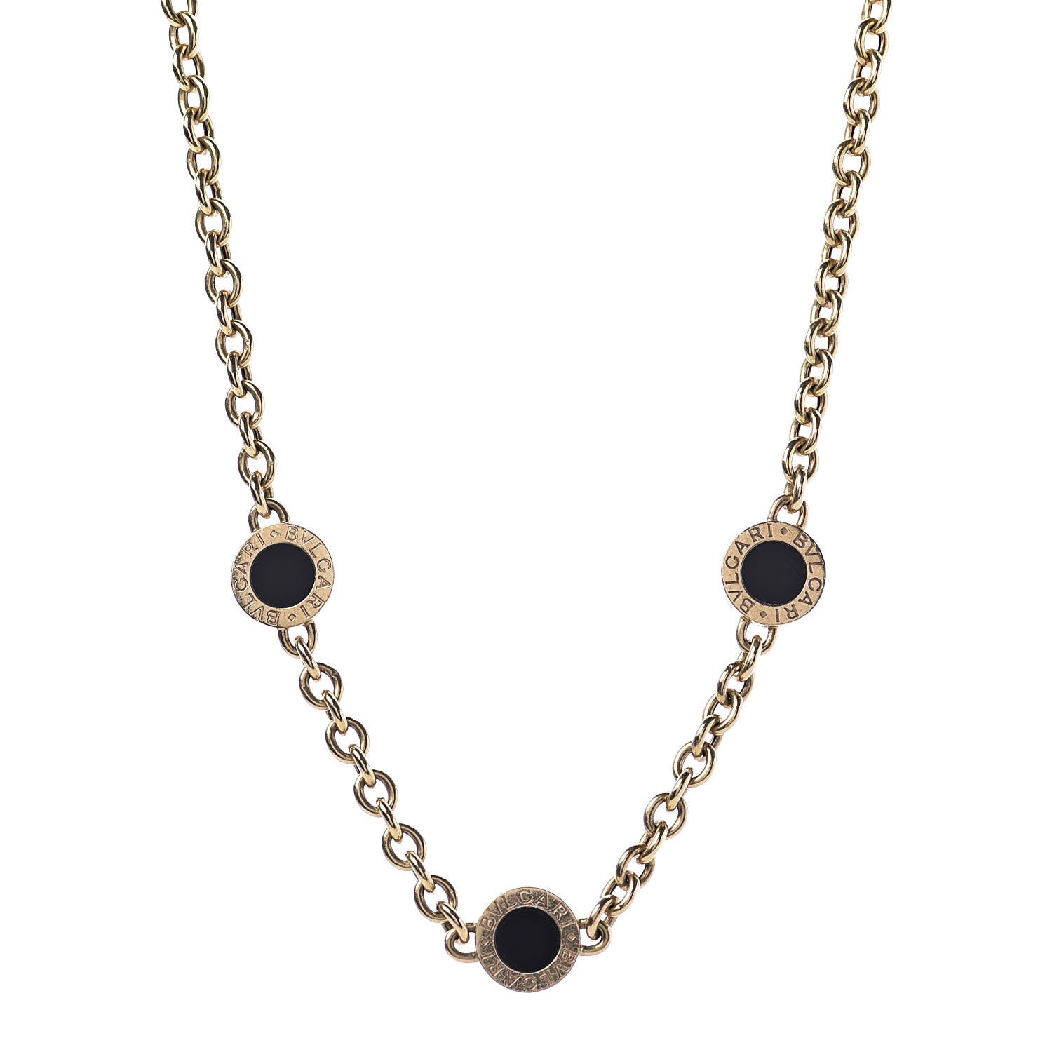 Bulgari 18K Yellow Gold Black Onyx BVLGARI BVLGARI Station Necklace 1 of 6